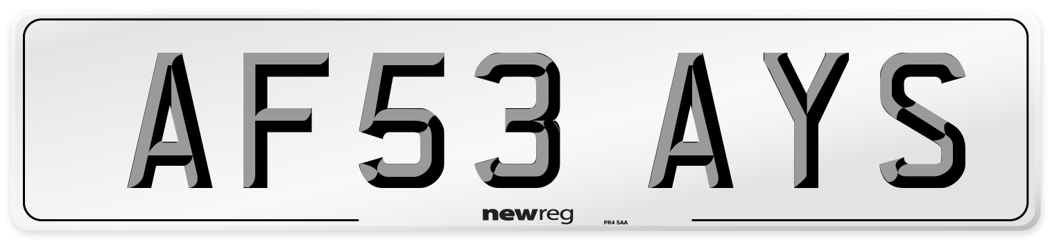 AF53 AYS Number Plate from New Reg